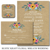 Rustieke Kraft Bloemen Krans Bruiloft Menu