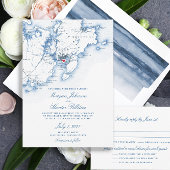 Gloucester Massachusetts Kaart Navy Elegant Weddin Servet