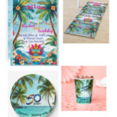 Serviette En Papier plage de l'île tropicale tiki luau