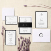 Eenvoudig Elegant Black en White Script Wedding Kaart (Personaliseer de collectie van deze zelfstandige maker.)