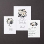 Menu Mariage floral noir et blanc (Personnalisez la collection de ce créateur indépendant.)