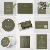 Minimalist Olive Green Wedding RSVP Online QR Code Informatiekaartje