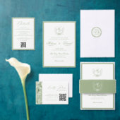 Sticker Carré Elegant Sage Green Botanical Crest Wedding (Personnalisez la collection de ce créateur indépendant. )