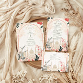 Invitation Mariage islamique floral traditionnel élégant