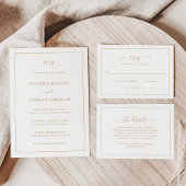 Carte D'accompagnement Simple Elegant Gold Détails Mariage