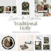 Traditionele groene Holly vakantie Cadeaulabel
