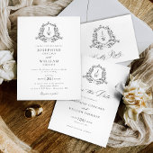Save The Date Monogramme traditionnel Crest Floral Mariage éléga