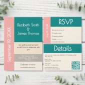 Transformative Teal Modern Contemporary Wedding Save The Date (Personaliseer de collectie van deze zelfstandige maker.)
