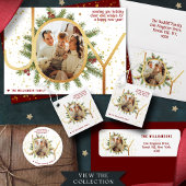 Trendy Joy Pine Boughs Wreath Christmas Photo Etiket