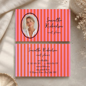 Carte De Visite Code QR manuscrit Groovy Stripes Cherry Pink