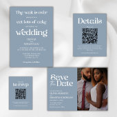 Invitation Script minimaliste Funny moderne Dusty Mariage ble