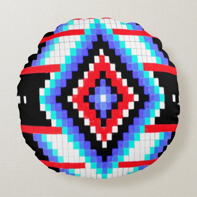 Collection Tribal Coussin rouge ronde (Devant)