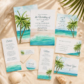 Invitation de mariage à l'aquarelle Plage tropical