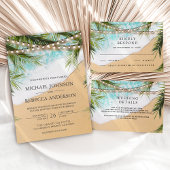 Cartons Réponse Tropical Beach Palm String Lights Wedding