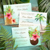 Menu Aquarelle tropicale Plage Palm Tree Mariage
