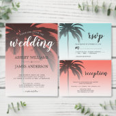 Serviette En Papier Monogramme Blue Tropical Palm Tree Beach Mariage (Personnalisez la collection de ce créateur indépendant.)