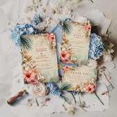 Tropical Floral Destination Wedding Kaart