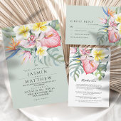 Carte D'accompagnement Sage Tropical Floral Botanical Wedding