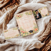 Tropical Gingham Floral Graduation Kaart