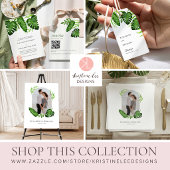 Carte D'accompagnement Tropical Wedding Website QR Code Monstera Greenery