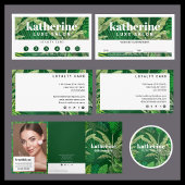 Sticker Rond Boutique & Salon Vert Tropical Moderne Luxe