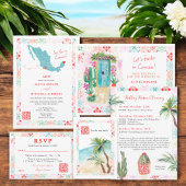 Cartons Réponse Mexique aquarelle tropicale QR destination mariage