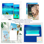 Save The Date Blue Tropical Photo Océan Destination Mariage