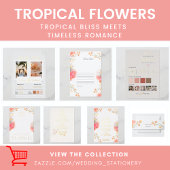 Tropische perzik bloem bruid bruiloft advies informatiekaartje