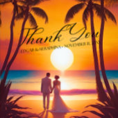 Tropische bruiloft moderne script kalligrafie bedankkaart