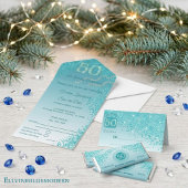 Menu Joyeux 50e anniversaire Turquoise Blue Parties sci
