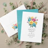 Éventail Programme de mariage floral turquoise, jaune et ro (Personnalisez la collection de ce créateur indépendant. Test)