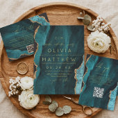 Étiquette Mariage Turquoise Vert Marbre Moderne