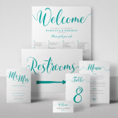 Carte de menu Mariage Turquoise 5"x7"