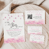 Twinkle Little Star Pink Baby Shower Book Request Informatiekaartje