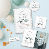 Étiquette Two Fast Blue Race Car Boy 2nd Birthday