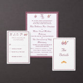 Two Hearts Burgundy Catholic Wedding Invitation (Personnalisez la collection de ce créateur indépendant.)