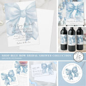 Sticker Rond Bleu Bow Simple Bride Ou Baby shower