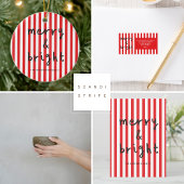 Moderne grafische minimale kerst rood en wit keramisch ornament