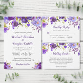 Carte D'accompagnement Violet violet Fleurs Mariage Détails Réception (Personnalisez la collection de ce créateur indépendant.)