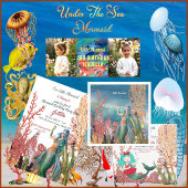 Assiettes En Carton Sous la mer Rouge Sirène Corail Salutation d'anniv