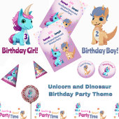 Eenhoorn en Dinosaurus Kinder Partij Spandoek