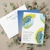 Invitation Mariage d'aquarelle unique bleu marine or simple (Personnalisez la collection de ce créateur indépendant. Test)