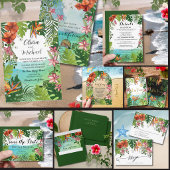Invitations En Acrylique Tropical Wedding I Floral & Red Bow Acrylic