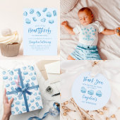 Carte De Remerciements Thème Saint Valentin Coeurs Bleus Fête d'anniversa