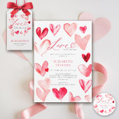 Valentine Hearts Whimsical Art Bridal Shower Wijn Etiket