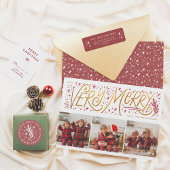 Hand-getrokken Pine & Sneeuwrood Vrolijk Kerstfees Ronde Sticker