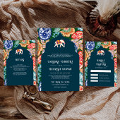 Invitation Art populaire indien vibrant Elephant bleu foncé M