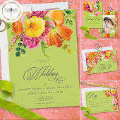 Save The Date Mariage Floral d'Été Vibrant Lime Orange Rose
