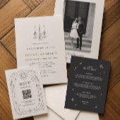 Carte de menu de mariage céleste Halloween noir