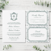 Save The Date Victorian White and Emerald Green Catholic Wedding (Personnalisez la collection de ce créateur indépendant.)